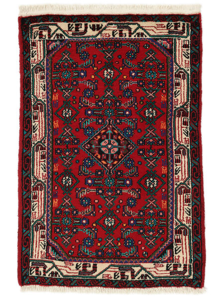 Hamadan Teppich 77X108 Schwarz/Dunkelrot Wolle, Persien/Iran Carpetvista