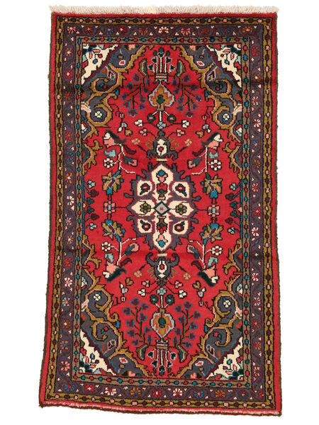 Hamadan Teppich 95X163 Schwarz/Dunkelrot Wolle, Persien/Iran Carpetvista