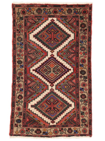  Orientalischer Hamadan Teppich 74X124 Schwarz/Dunkelrot Wolle, Persien/Iran Carpetvista
