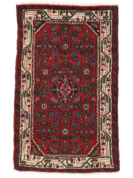 絨毯 ハマダン 77X121 ブラック/ダークレッド (ウール, ペルシャ/イラン)