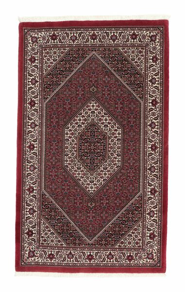  Orientalischer Bidjar Mit Seide Teppich 116X193 Schwarz/Dunkelrot Wolle, Persien/Iran