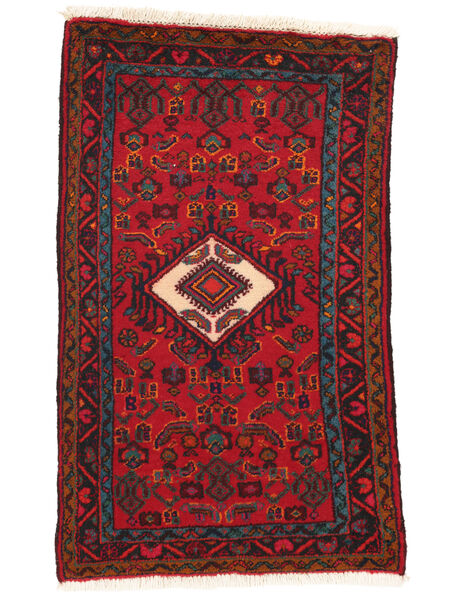 65X105 Hamadan Vloerkleed Oosters Donkerrood/Zwart (Wol, Perzië/Iran) Carpetvista