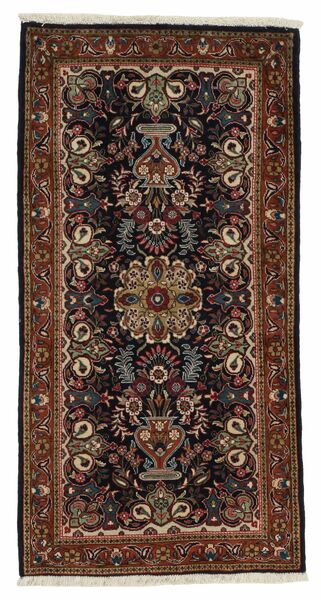 Alfombra Sarough 63X124 Negro/Marrón (Lana, Persia/Irán)