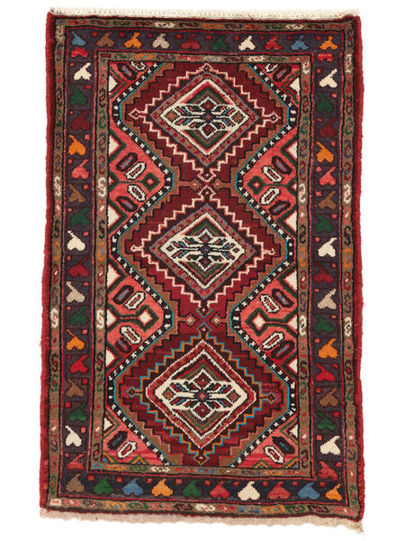  Oosters Hamadan Vloerkleed 75X120 Zwart/Donkerrood Wol, Perzië/Iran Carpetvista