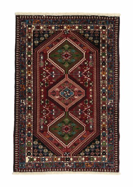 84X125 Tapete Yalameh Oriental Preto/Vermelho Escuro (Lã, Pérsia/Irão)