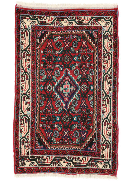 80X125 Hamadan Tæppe Orientalsk Sort/Mørkerød (Uld, Persien/Iran) Carpetvista