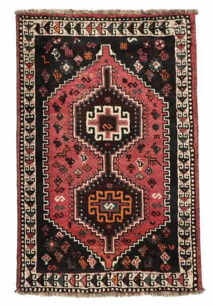 Shiraz Rug Rug 83X127 Black/Dark Red Wool, Persia/Iran