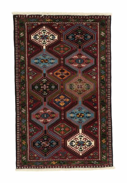 80X128 絨毯 ヤラメー オリエンタル ブラック/ダークレッド (ウール, ペルシャ/イラン)