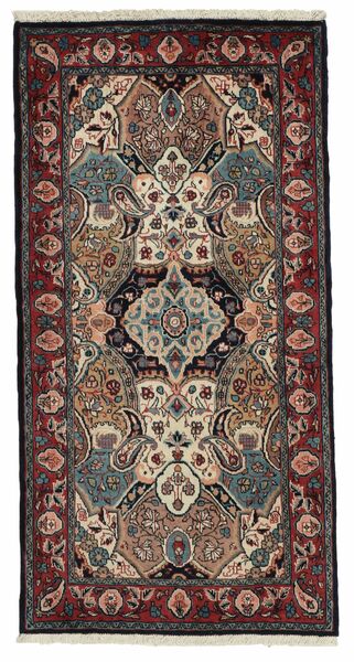  Oriental Sarouk Rug 66X130 Black/Brown Wool, Persia/Iran