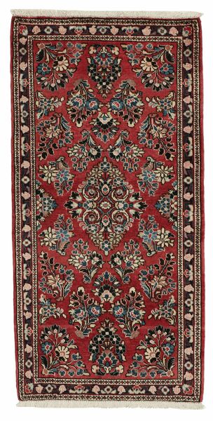  Sarouk Rug 64X130 Persian Wool Black/Dark Red Small