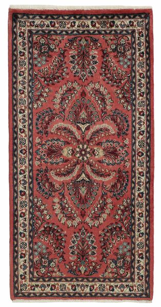  Sarough Alfombra 65X130 Persa De Lana Rojo Oscuro/Negro Pequeño