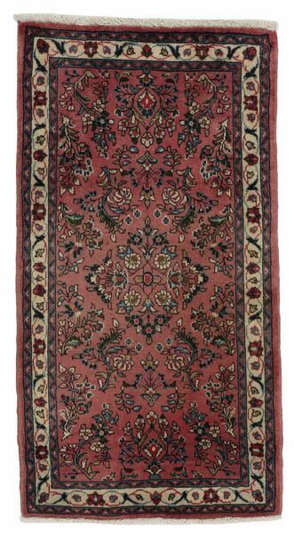 Alfombra Oriental Sarough 70X130 Negro/Rojo Oscuro (Lana, Persia/Irán)