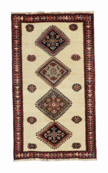 Shiraz Teppich 73X130 Schwarz/Orange Wolle, Persien/Iran