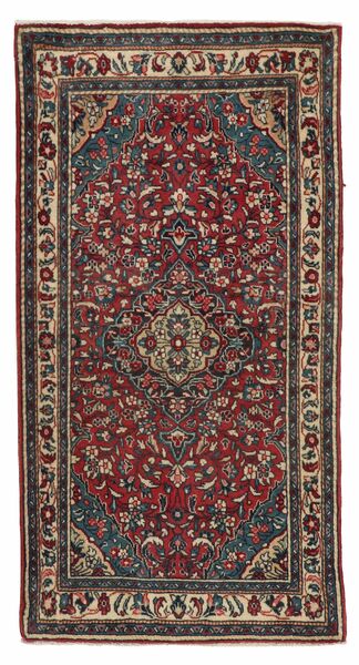 70X130 絨毯 サルーク オリエンタル ブラック/ダークレッド (ウール, ペルシャ/イラン)