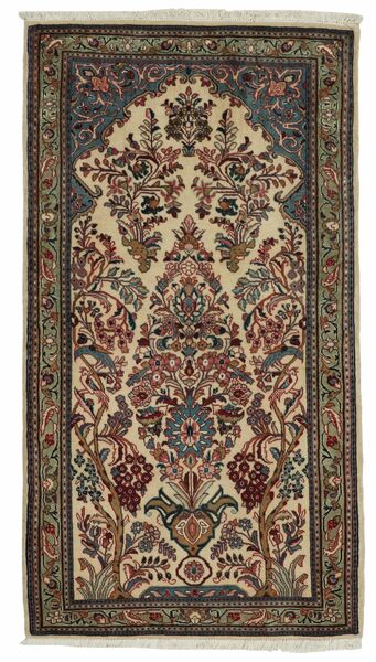  Orientalischer Sarough Teppich 70X131 Schwarz/Braun Wolle, Persien/Iran
