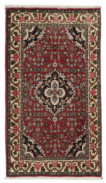 Bidjar Teppich 76X132 Schwarz/Dunkelrot Wolle, Persien/Iran