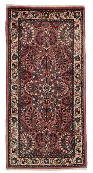  Orientalsk Sarough Teppe 65X132 Svart/Mørk Rød Ull, Persia/Iran