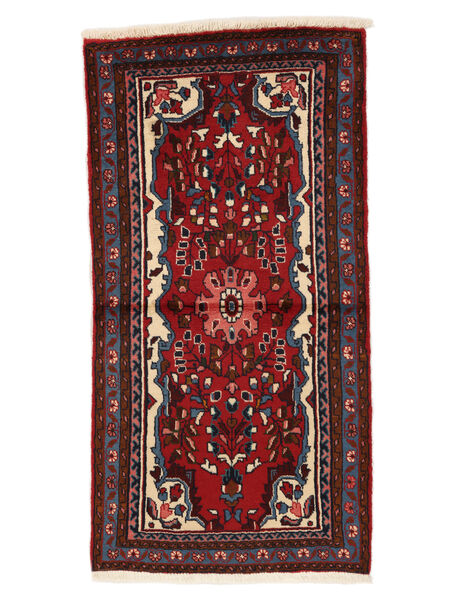 Lillian Vloerkleed 70X132 Zwart/Donkerrood Wol, Perzië/Iran Carpetvista