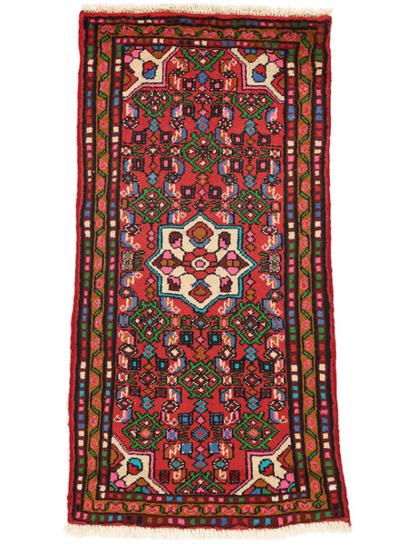 Hamadan Teppe 60X120 Svart/Mørk Rød Ull, Persia/Iran Carpetvista