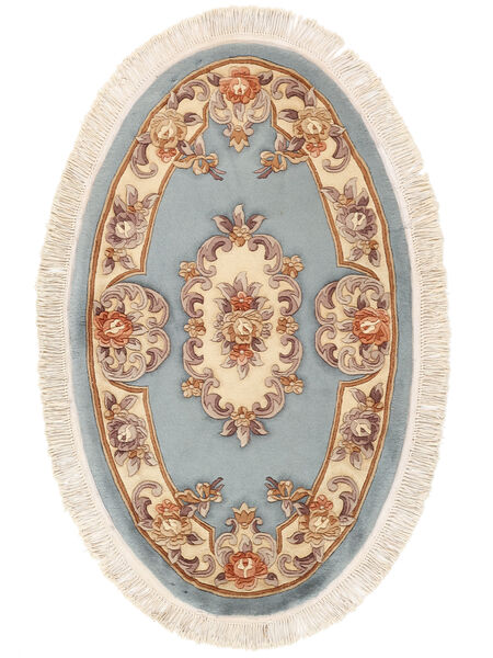 China 90 Line Vloerkleed Ø 152 Rond Bruin/Beige Wol, China Carpetvista