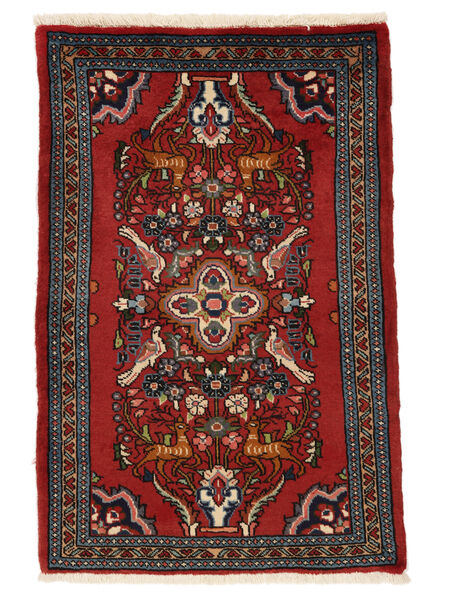  Perzisch Lillian Vloerkleed 75X116 Zwart/Donkerrood (Wol, Perzië/Iran)