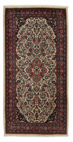  Orientalischer Sarough Teppich 70X142 Schwarz/Braun Wolle, Persien/Iran
