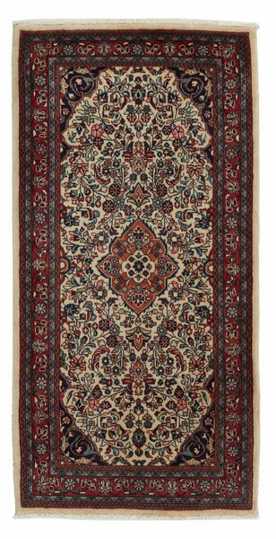  Orientalsk Sarough Teppe 70X142 Svart/Brun Ull, Persia/Iran