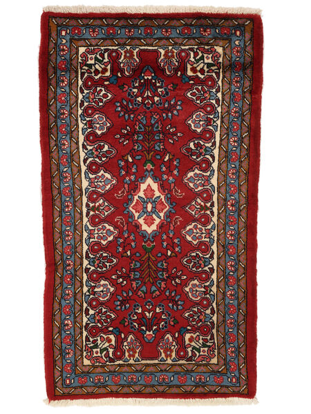 Lillian Vloerkleed 73X133 Zwart/Donkerrood Wol, Perzië/Iran Carpetvista