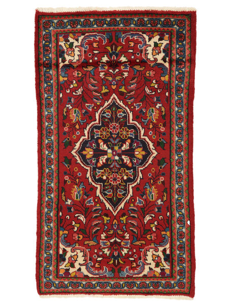 絨毯 ハマダン 72X130 ダークレッド/ブラック (ウール, ペルシャ/イラン)
