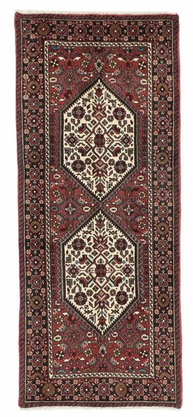絨毯 オリエンタル ゴルトー 60X145 廊下 カーペット ブラック/ダークレッド (ウール, ペルシャ/イラン)