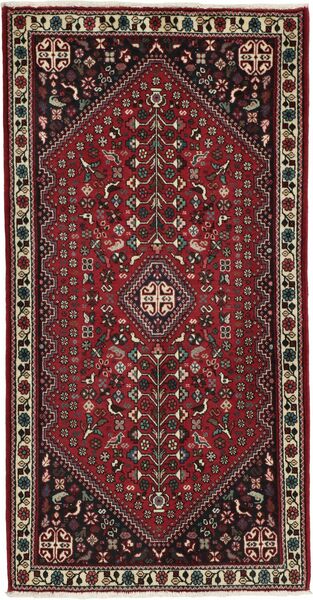 Abadeh Teppe 75X145 Svart/Mørk Rød Ull, Persia/Iran