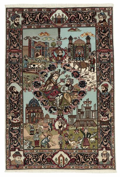 Tabriz 50 Raj Rug 100X145 Black/Brown Wool, Persia/Iran