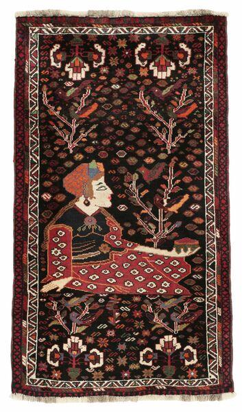 85X145 Shiraz Rug Oriental Black/Dark Red (Wool, Persia/Iran)