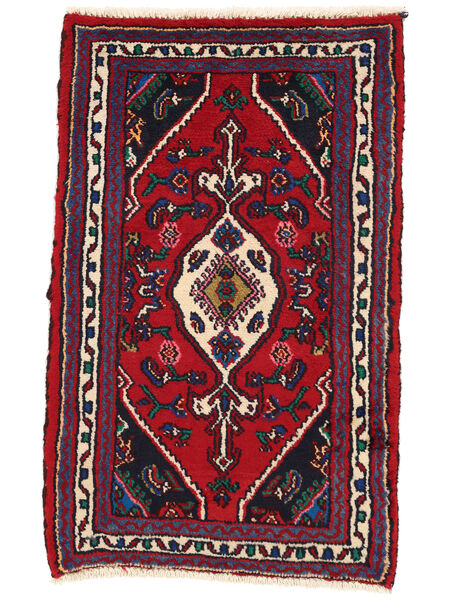  Perzisch Hamadan Vloerkleed 70X108 Zwart/Donkerrood (Wol, Perzië/Iran)