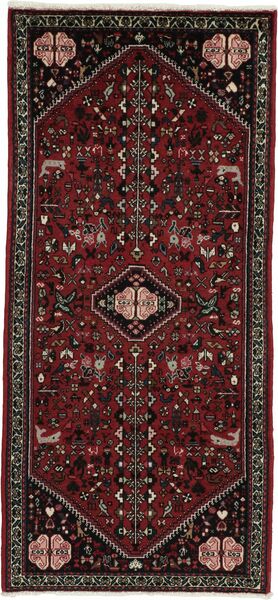 67X147 Tapete Abadeh Oriental Preto/Vermelho Escuro (Lã, Pérsia/Irão)