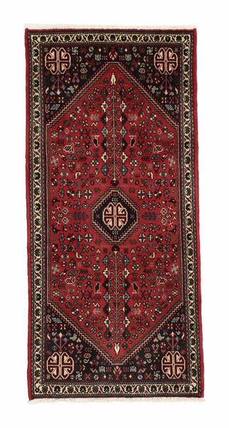  Oosters Abadeh Vloerkleed 70X148 Zwart/Donkerrood Wol, Perzië/Iran