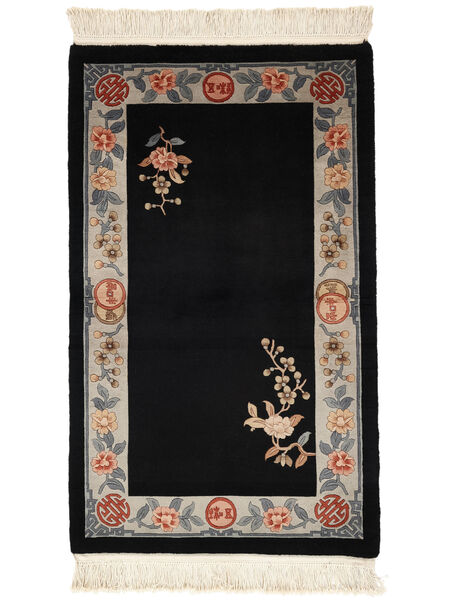 China 90 Line Rug 91X152 Black/Brown Wool, China Carpetvista