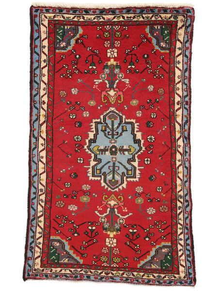 Hamadan Tæppe 75X120 Mørkerød/Sort Uld, Persien/Iran Carpetvista