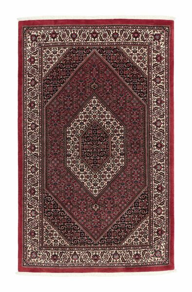  Orientalsk Bidjar Med Silke Tæppe 114X182 Sort/Mørkerød Uld, Persien/Iran