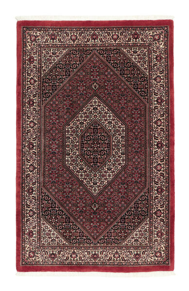  110X180 Bidjar Mit Seide Teppich Schwarz/Dunkelrot Persien/Iran