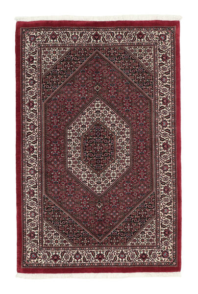 115X177 Alfombra Bidjar Con De Seda Oriental Negro/Rojo Oscuro (Lana, Persia/Irán)