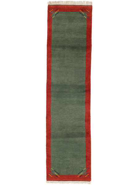 Tapete Gabbeh Rustic 74X298 Passadeira Verde Escuro/Vermelho Escuro (Lã, Pérsia/Irão)