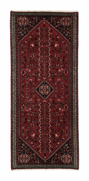  Persischer Abadeh Teppich 67X150 Läufer Schwarz/Dunkelrot (Wolle, Persien/Iran)