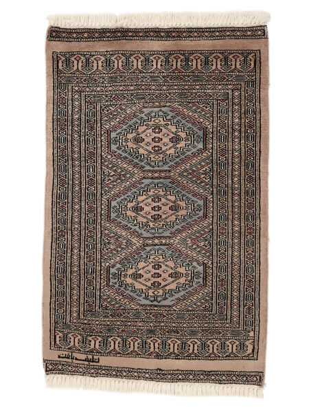  64X100 Medallion Piccolo Pakistan Bukara 2Ply Tappeto Lana, Carpetvista