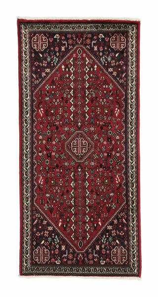  Orientalisk Abadeh Matta 70X150 Svart/Mörkröd Ull, Persien/Iran