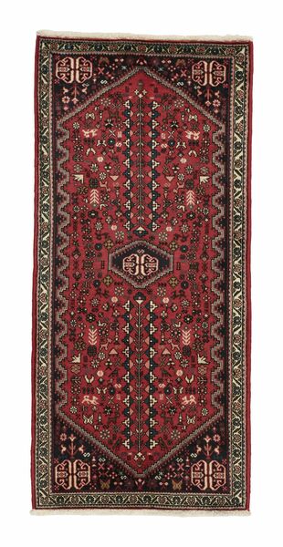 Abadeh Matta 70X150 Svart/Mörkröd Ull, Persien/Iran