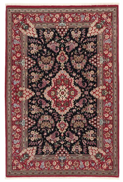  108X160 Qum Kork Rug Black/Dark Red Persia/Iran