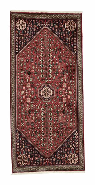 Abadeh Vloerkleed 70X155 Tapijtloper Zwart/Donkerrood Wol, Perzië/Iran