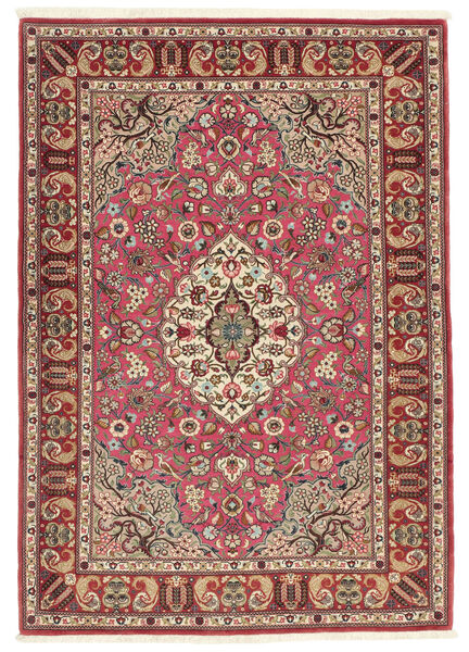  Persischer Ghom Kork Teppich 110X158 Dunkelrot/Braun (Wolle, Persien/Iran)