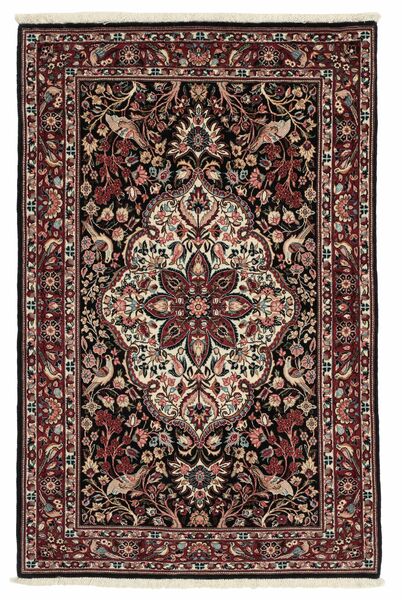  100X156 Isfahan Silkkiloimi Matot Matto Musta/Ruskea Persia/Iran